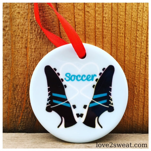Ceramic Soccer Ornament  - Perfect gift for soccer player or coach!