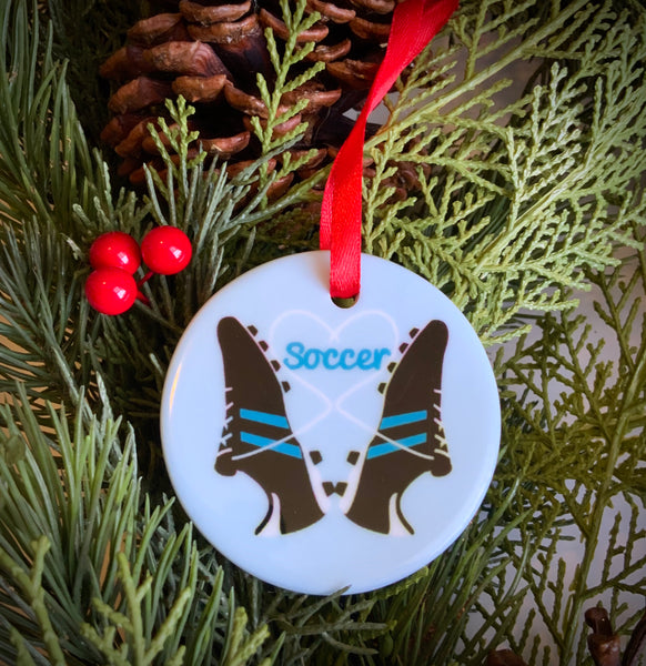 Ceramic Soccer Ornament  - Perfect gift for soccer player or coach!